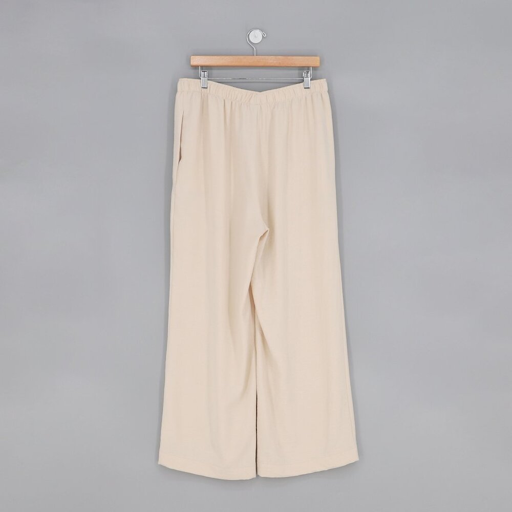 IC COLLECTION Cream Beige Elastic Waist Wide Leg Pants Size XXL - Picture 2 of 7